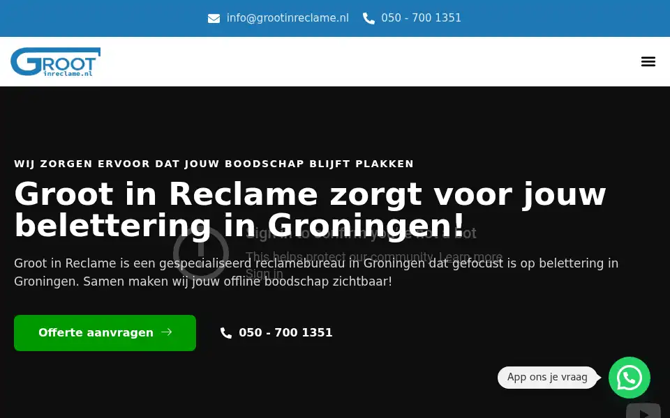 Screenshot of grootinreclame.nl