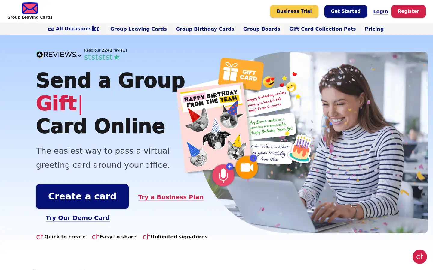 Screenshot of groupleavingcards.com