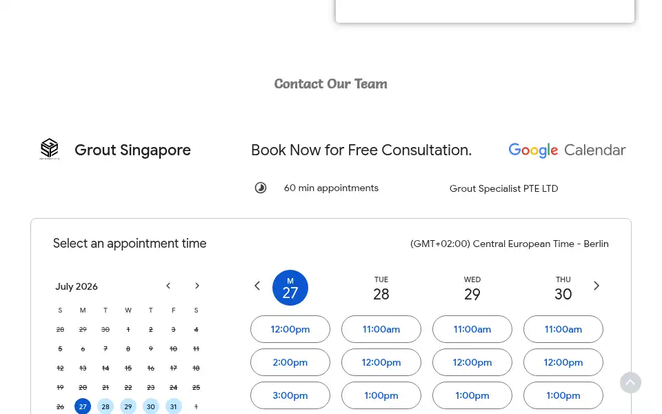 Screenshot of groutsg.com