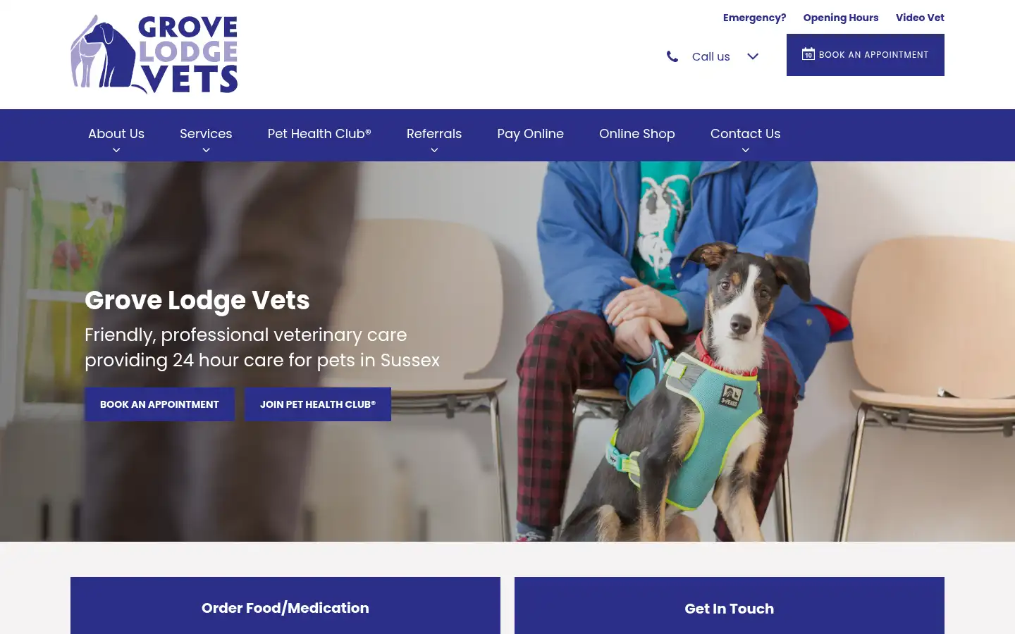 Screenshot of grovelodgevets.co.uk