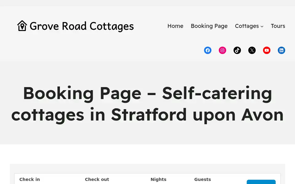 Screenshot of groveroadcottages.com