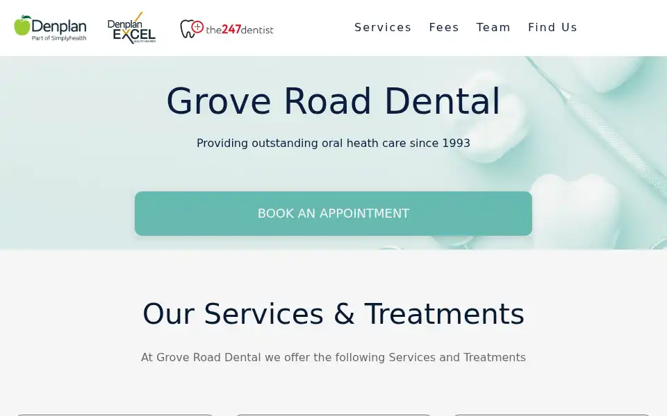 Screenshot of groveroaddental.co.uk