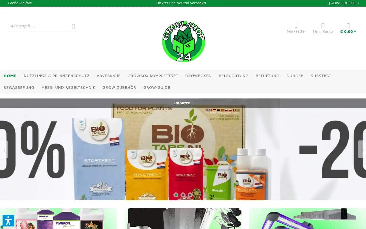 Screenshot of grow-shop24.at