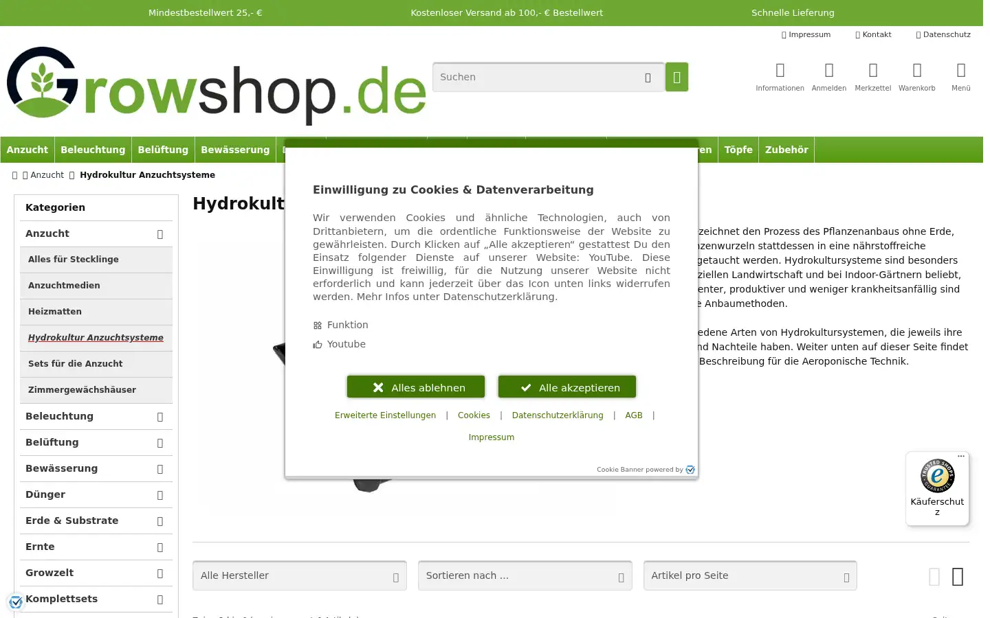 Screenshot of growshop.de