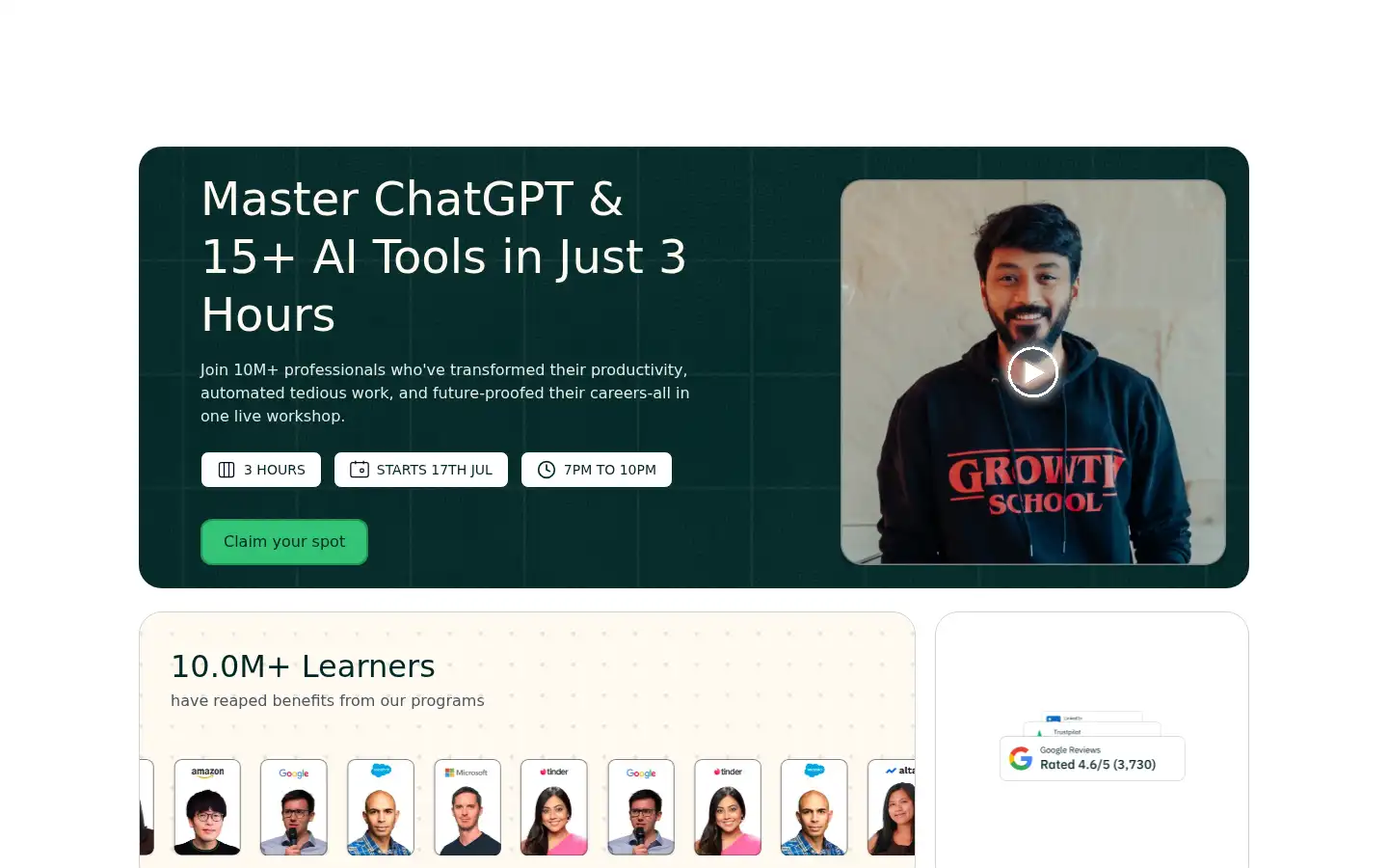 Screenshot of growthschool.io