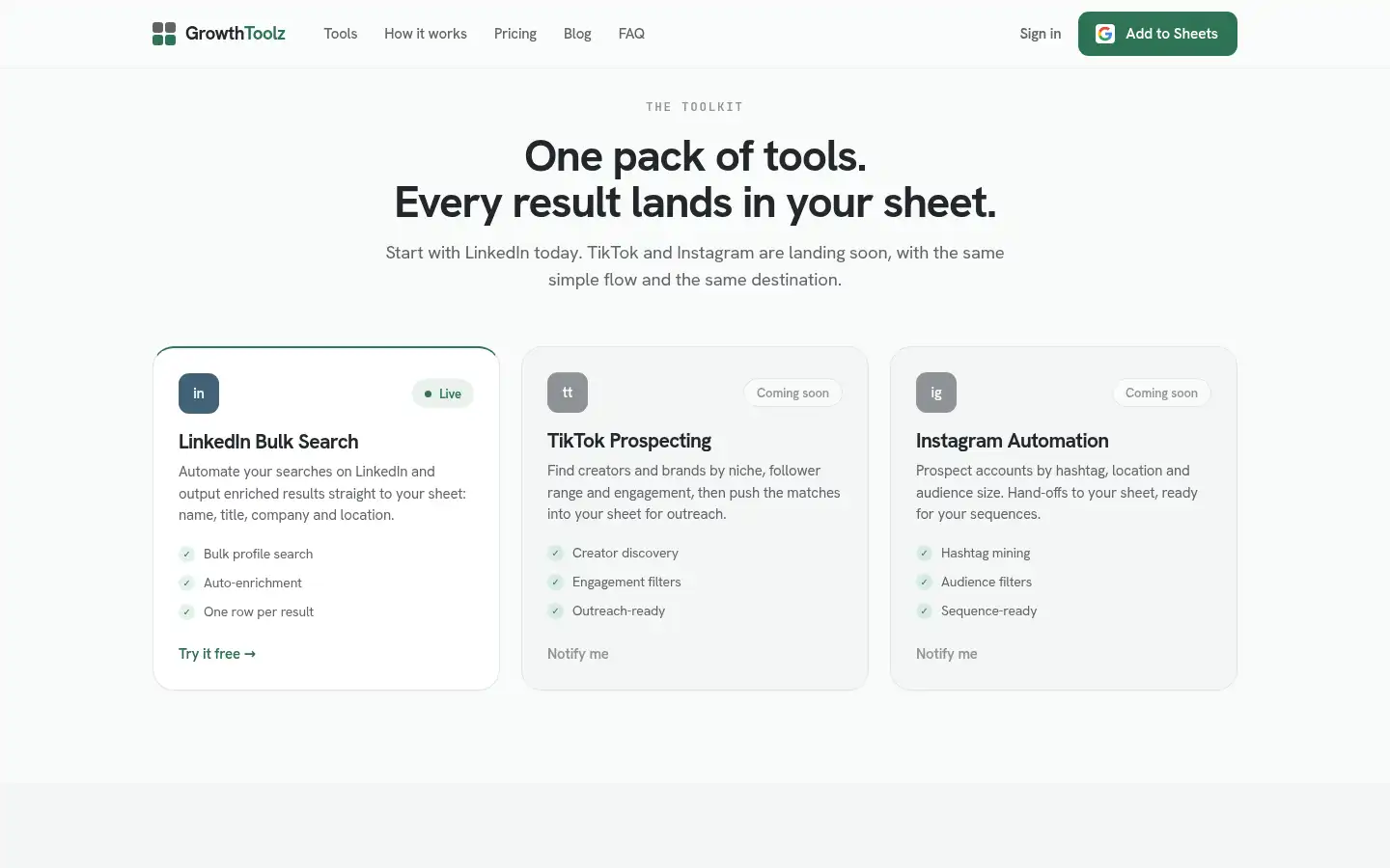 Screenshot of growthtoolz.com