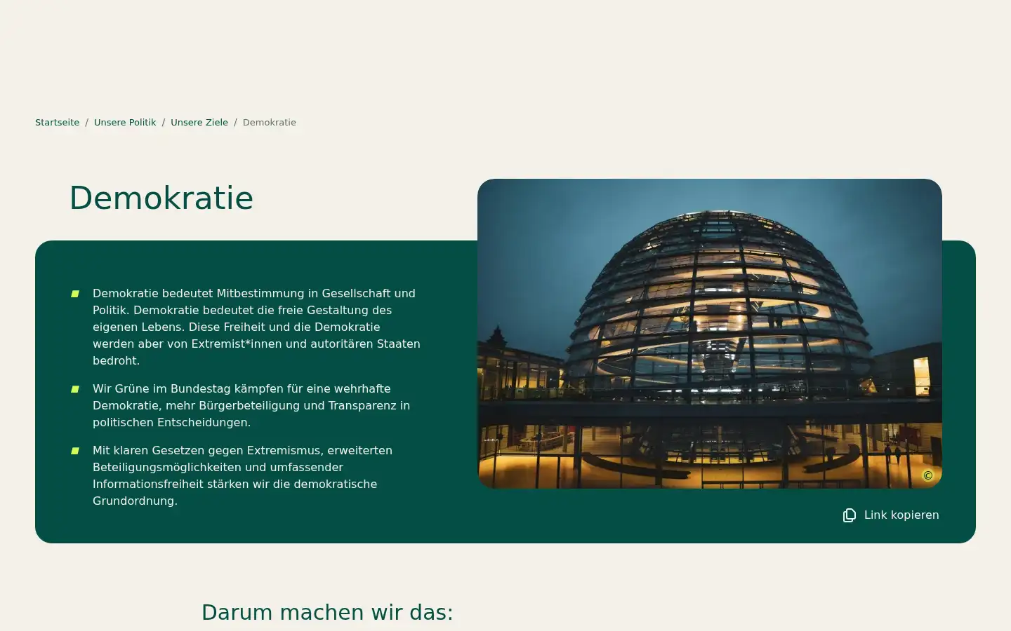 Screenshot of gruene-bundestag.de