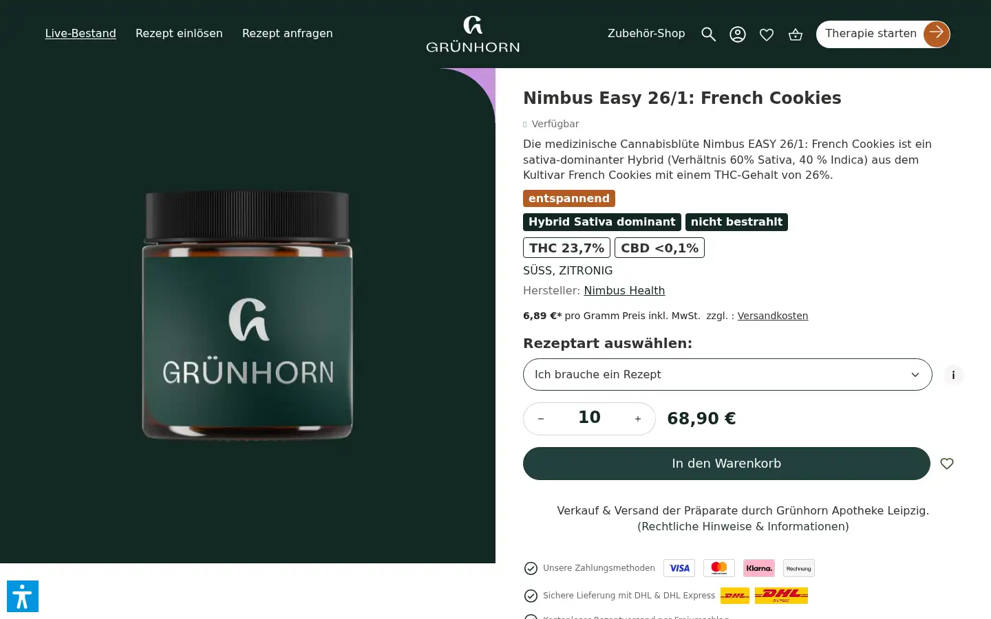 Screenshot of gruenhorn.de