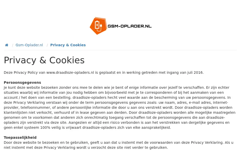 Screenshot of gsm-oplader.nl