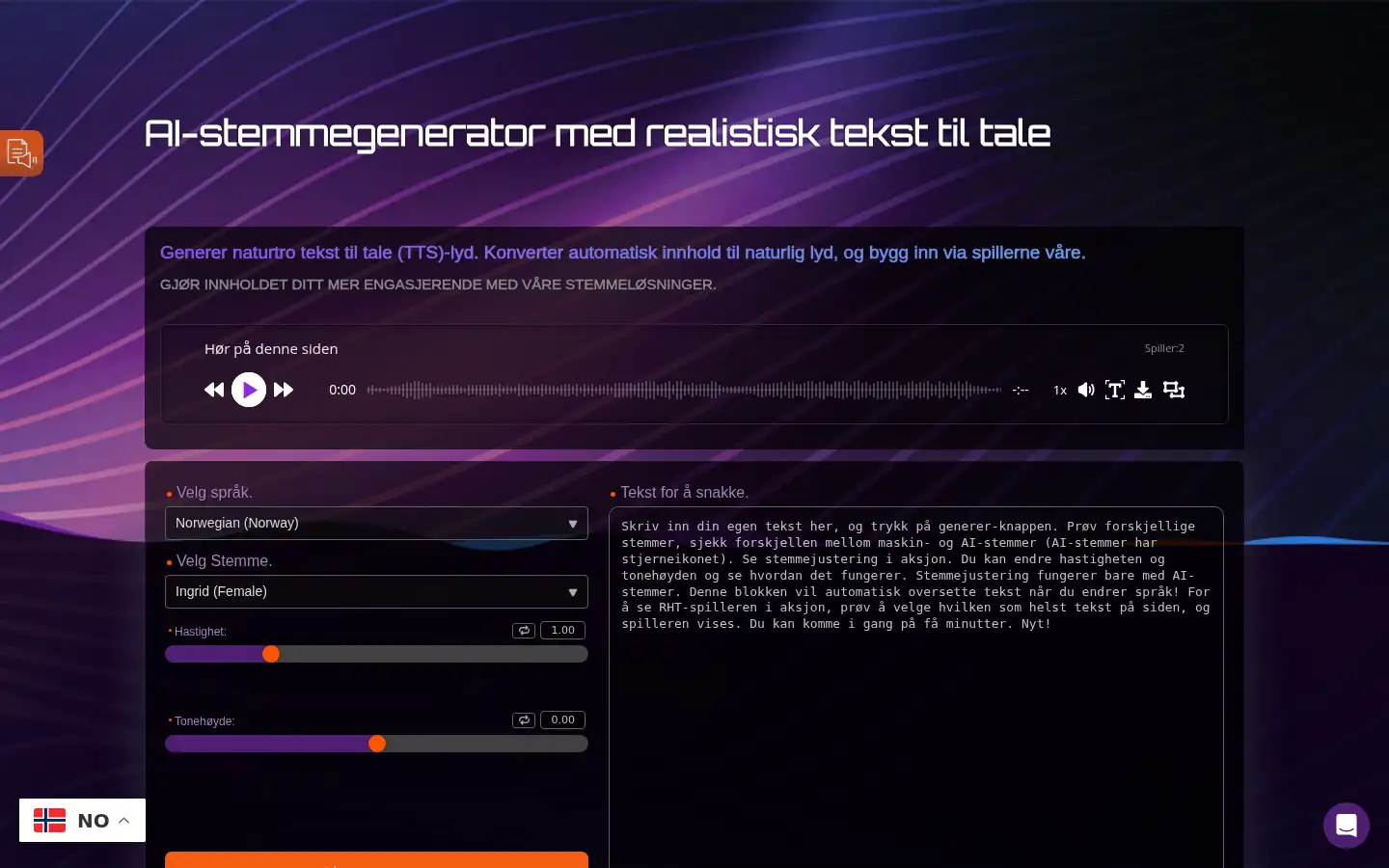 Screenshot of gspeech.io