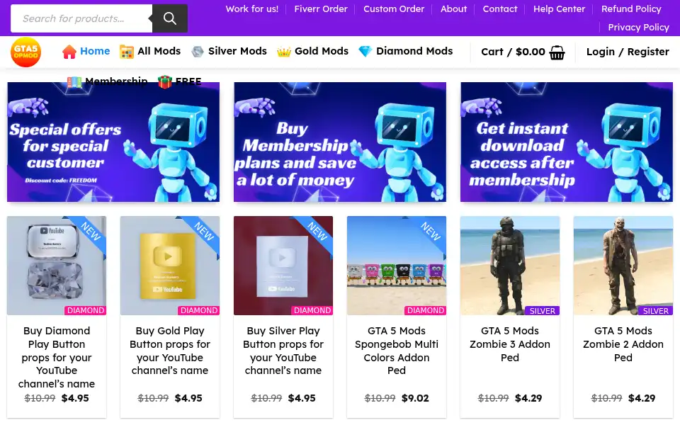 Screenshot of gta5opmod.com