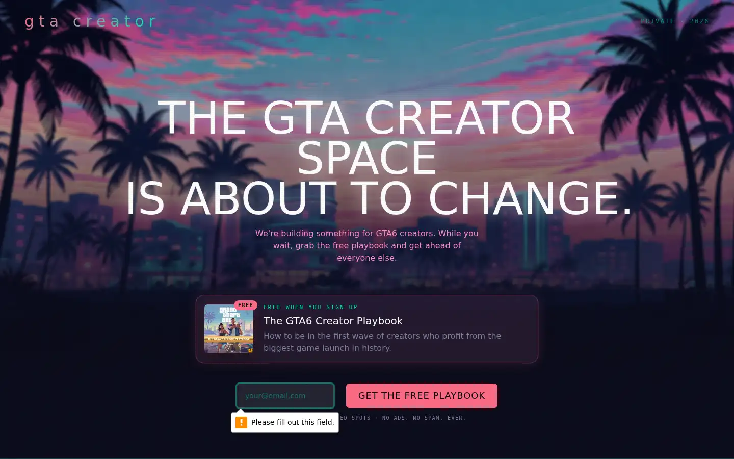Screenshot of gtacreator.com