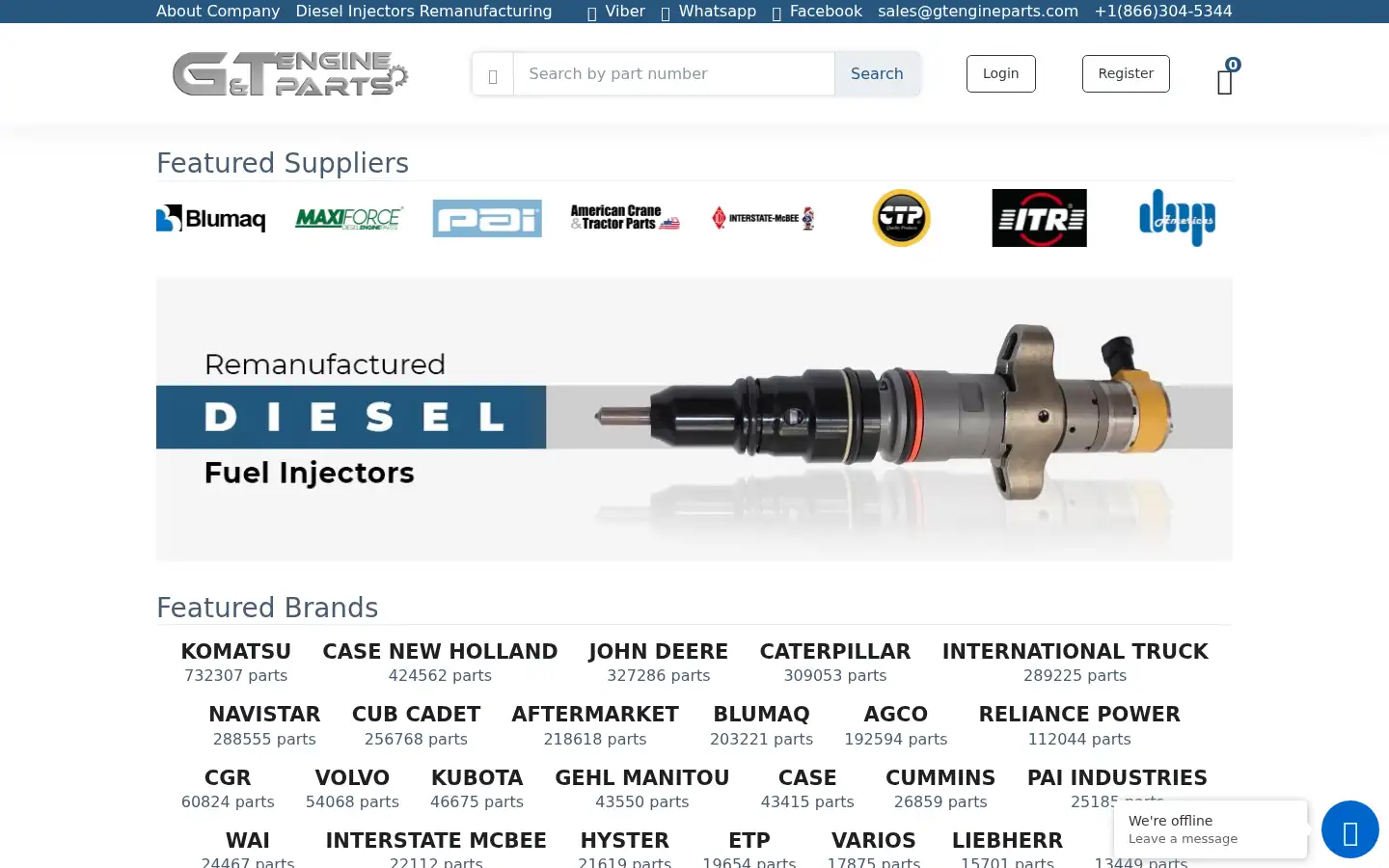 Screenshot of gtengineparts.com