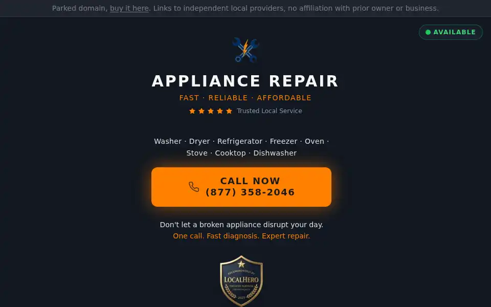 Screenshot of guardianappliancerepair.com