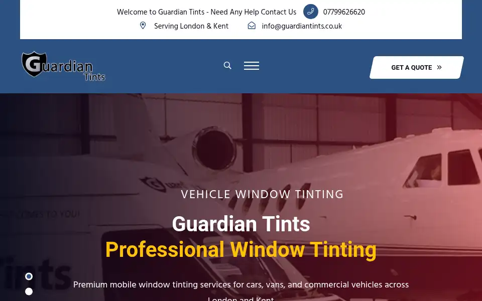 Screenshot of guardiantints.co.uk
