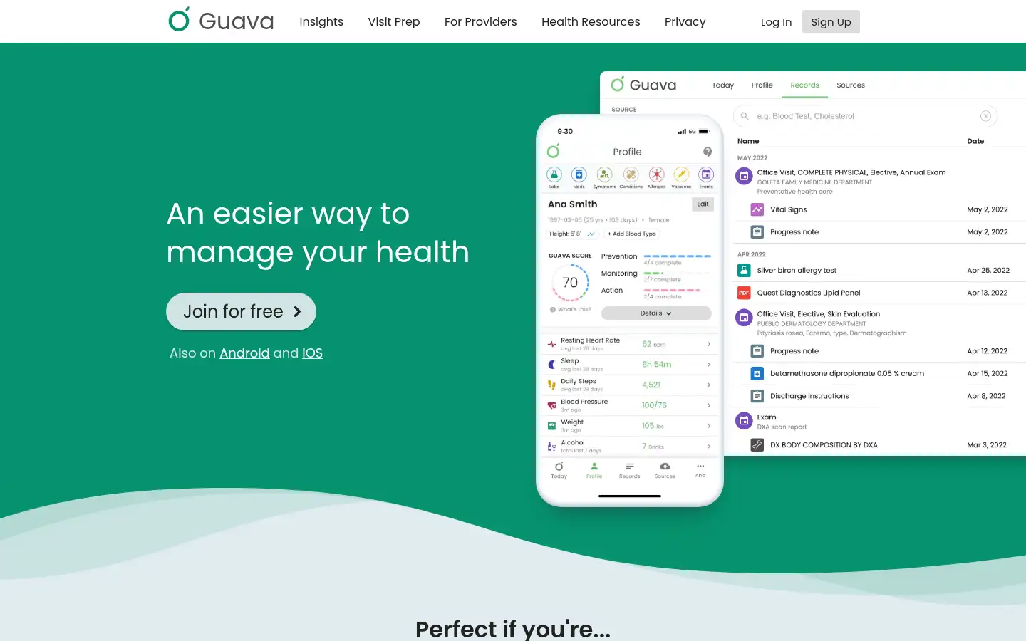 Screenshot of guavahealth.com