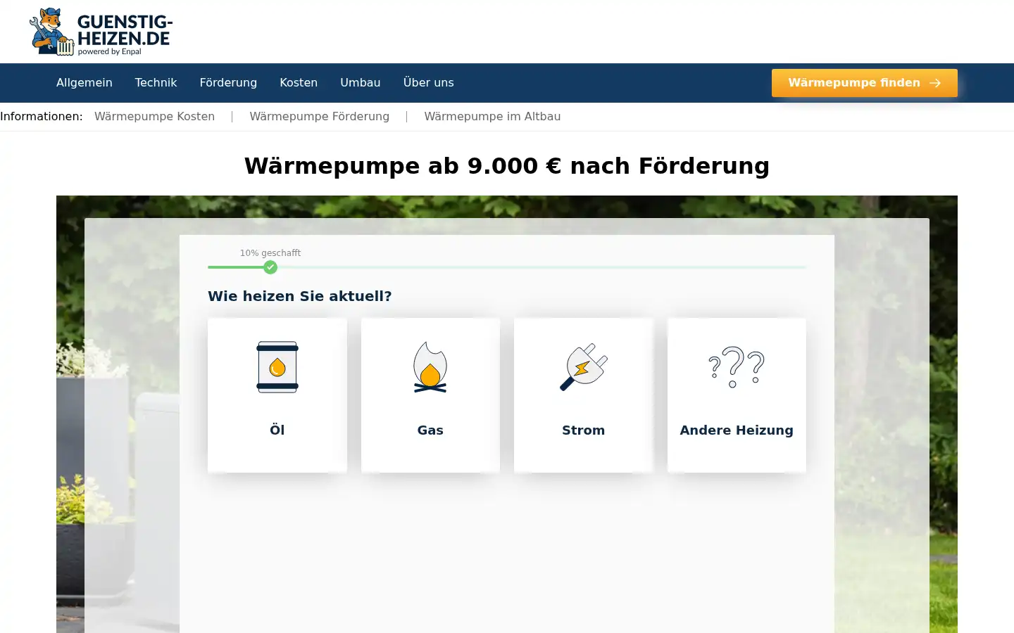 Screenshot of guenstig-heizen.de