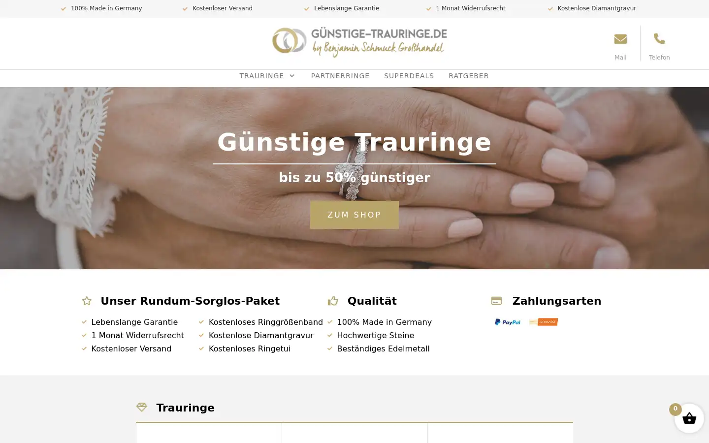 Screenshot of guenstige-trauringe.de