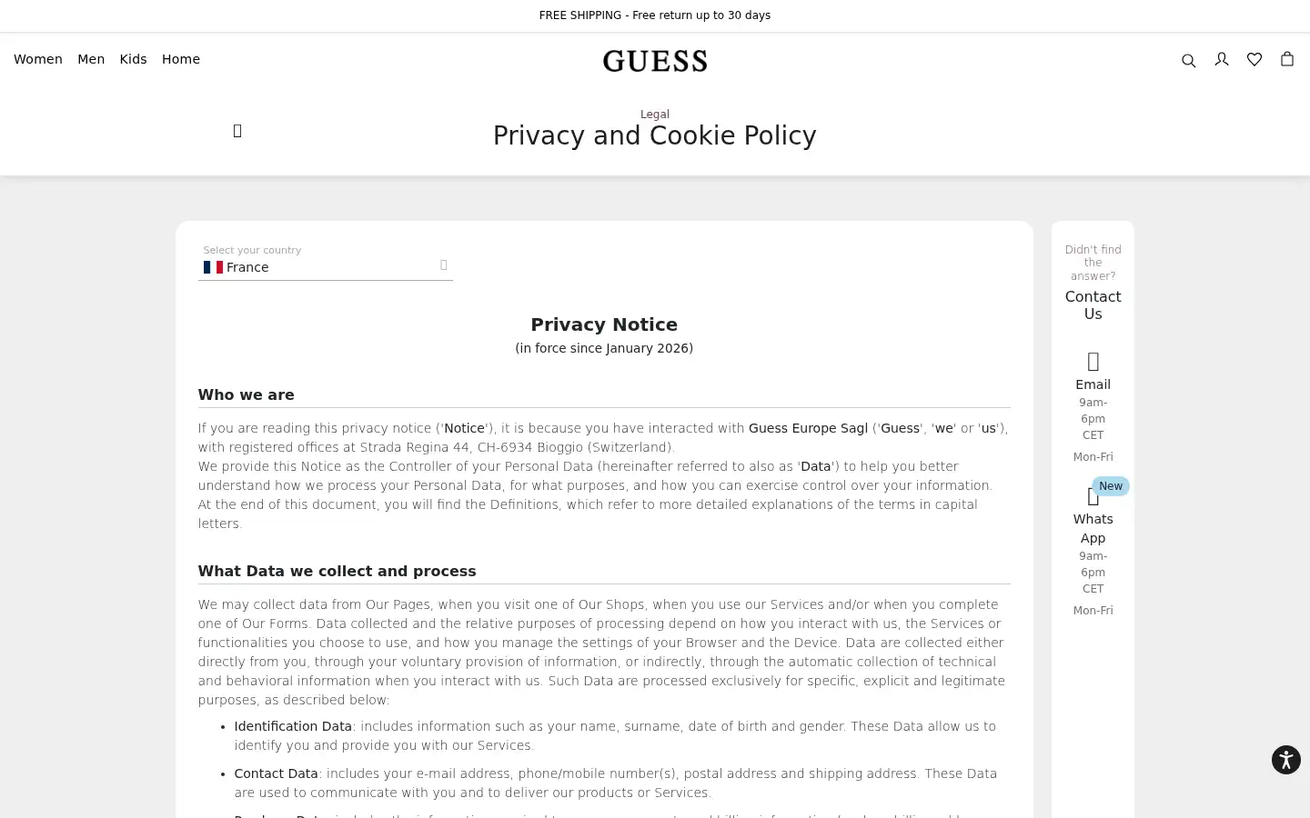Screenshot of guess.com