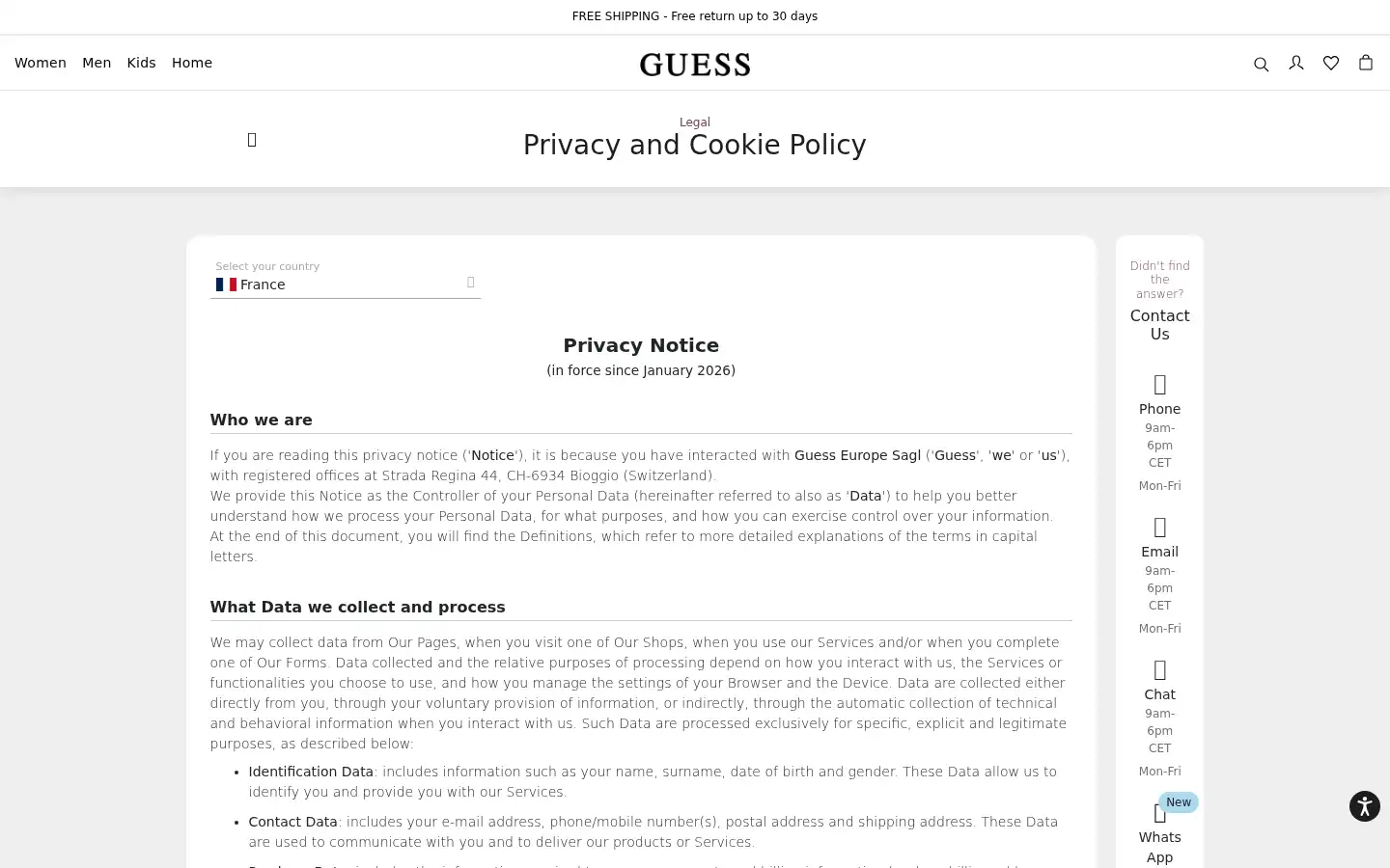 Screenshot of guess.eu
