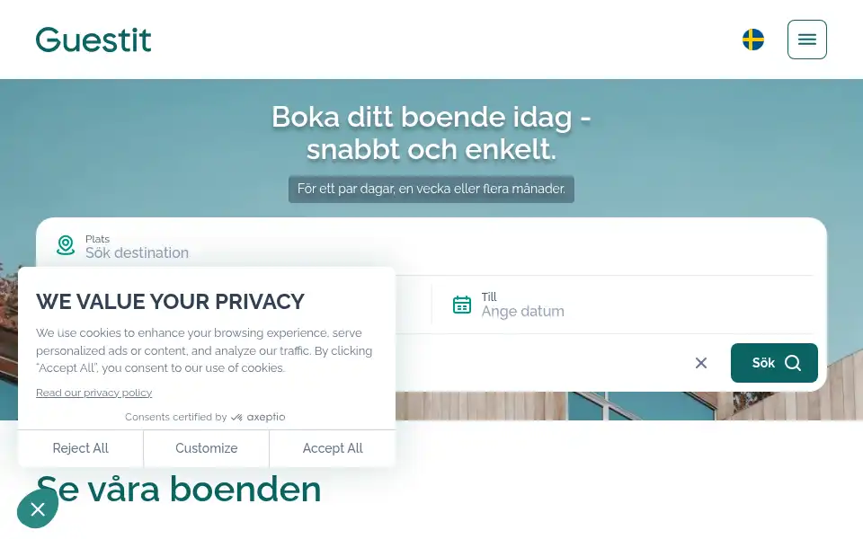 Screenshot of guestit.se