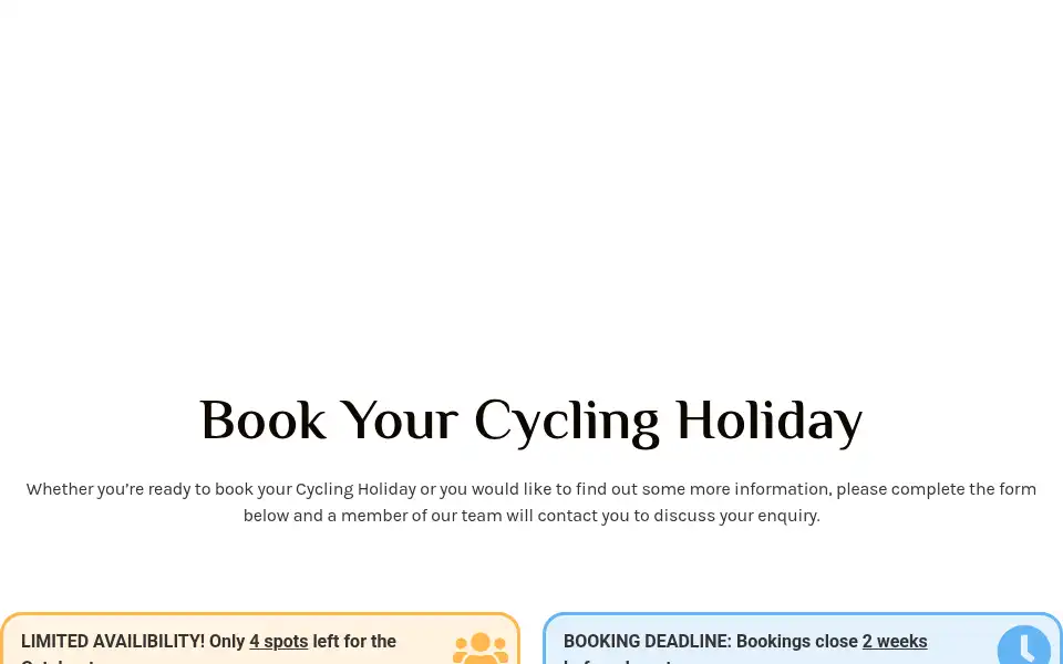 Screenshot of guidedcyclingholidays.com