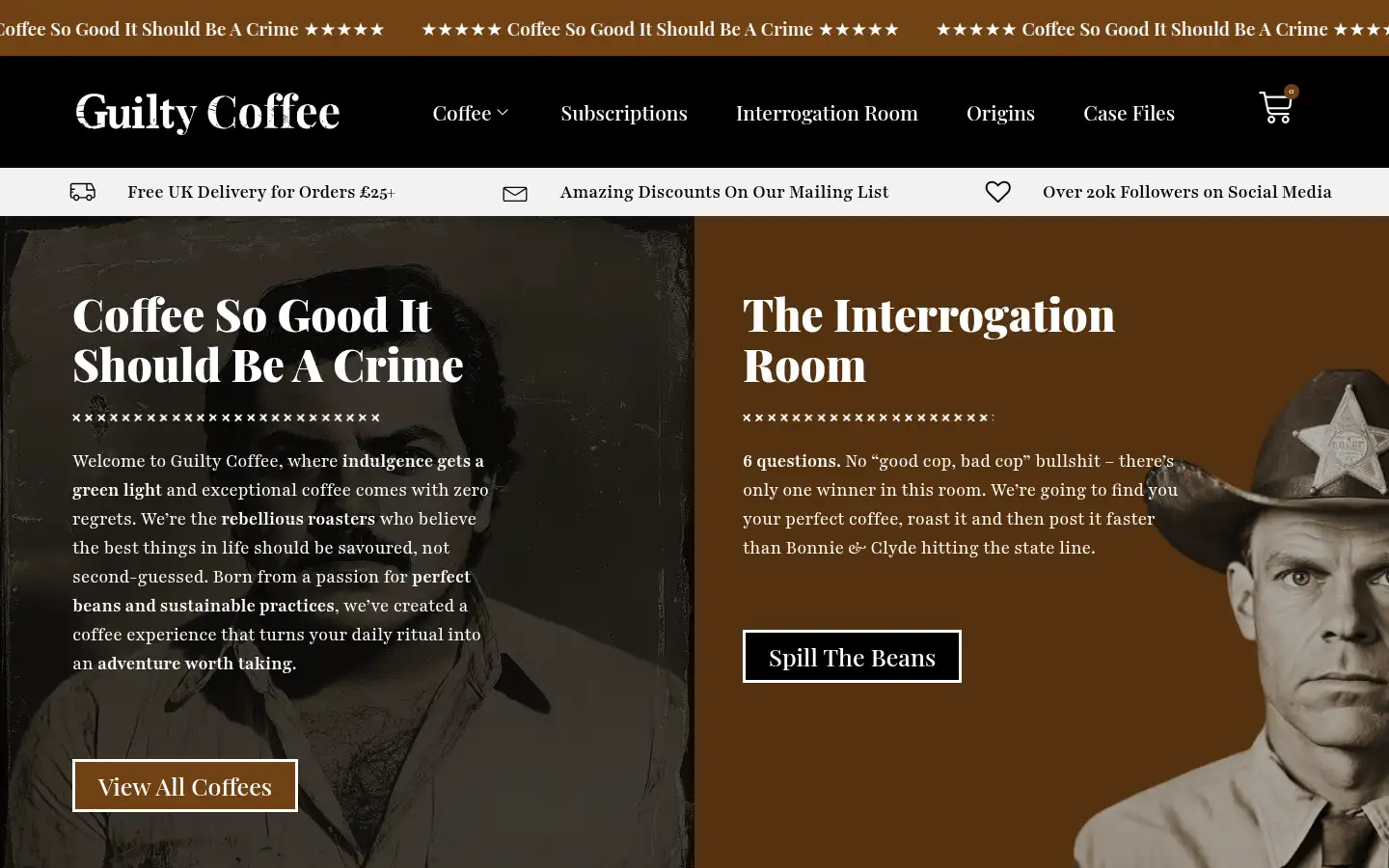 Screenshot of guilttripcoffee.com