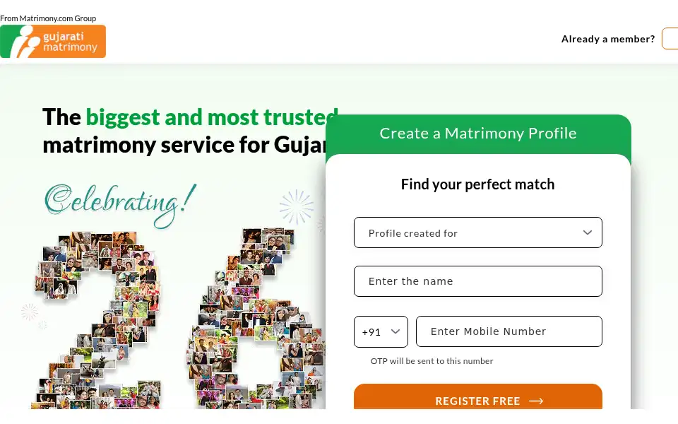 Screenshot of gujaratimatrimony.com