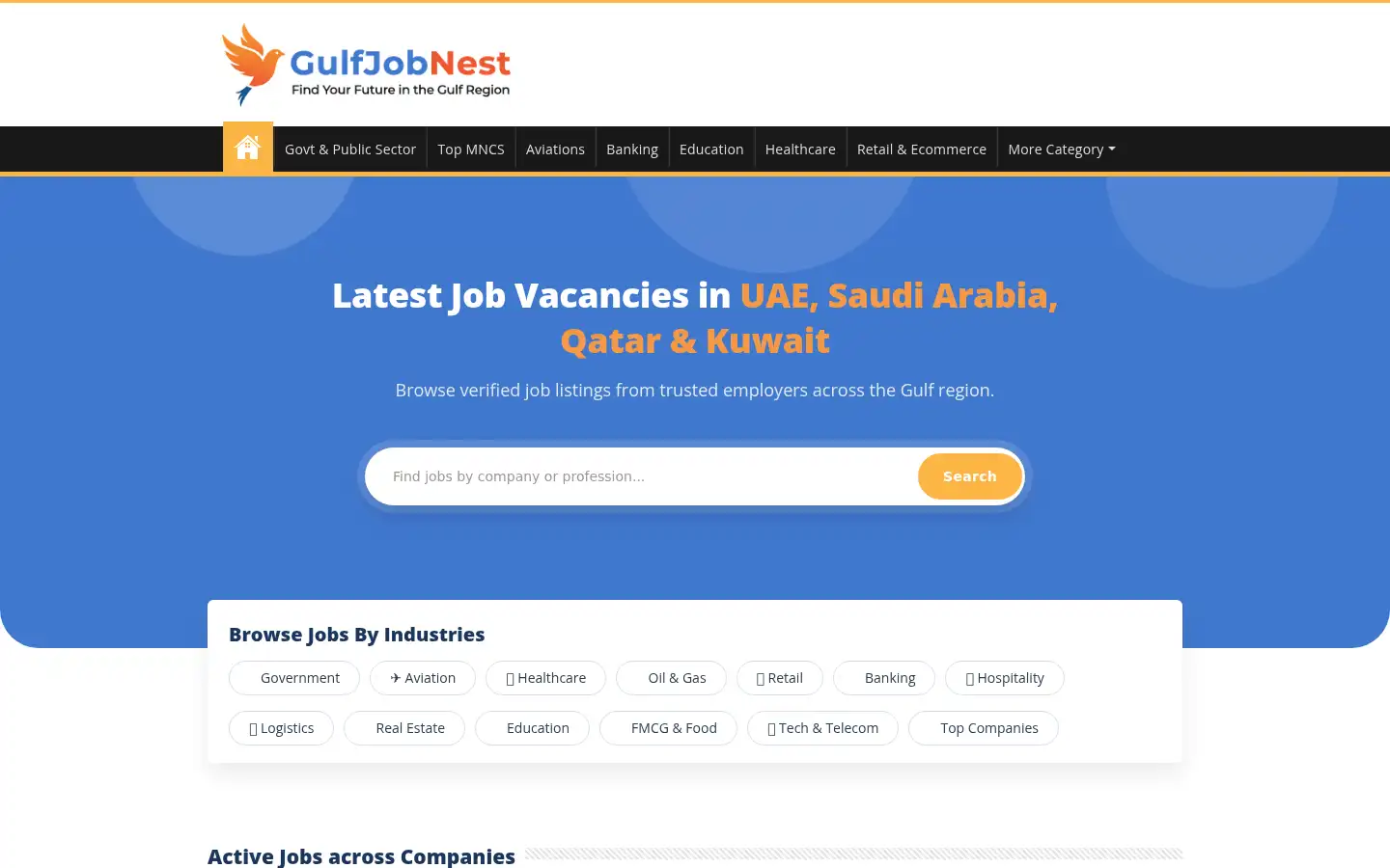 Screenshot of gulfjobnest.com
