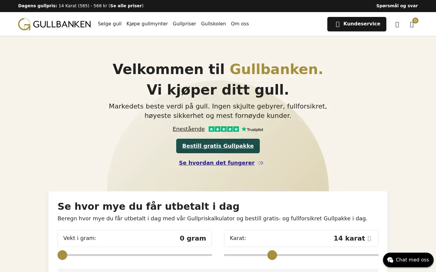 Screenshot of gullbanken.no
