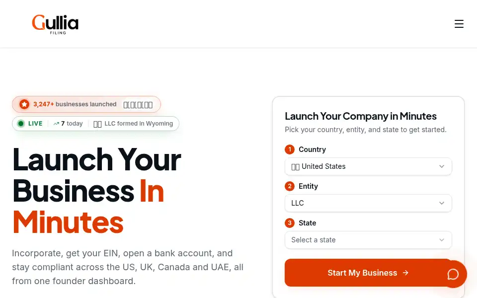 Screenshot of gulliafiling.com