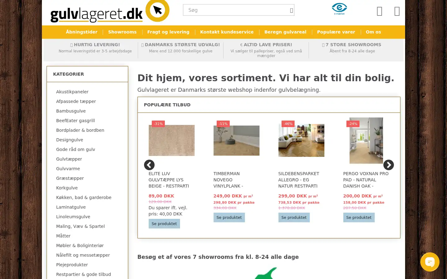 Screenshot of gulvlageret.dk