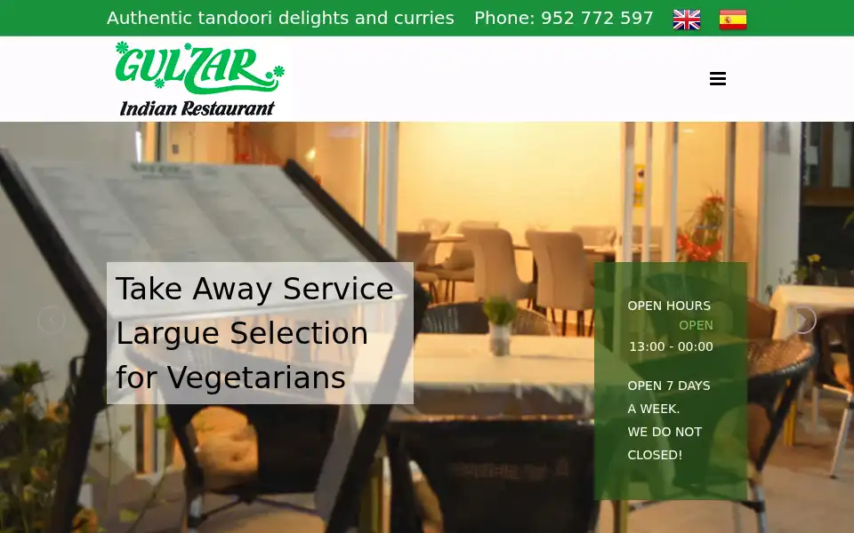 Screenshot of gulzarindianrestaurant.com