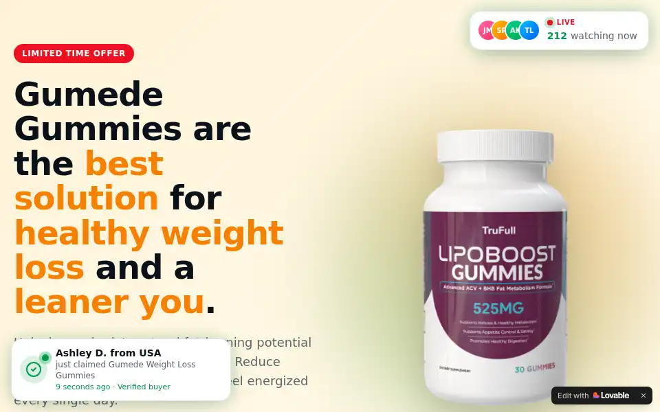 Screenshot of gumede-weight-loss.lovable.app