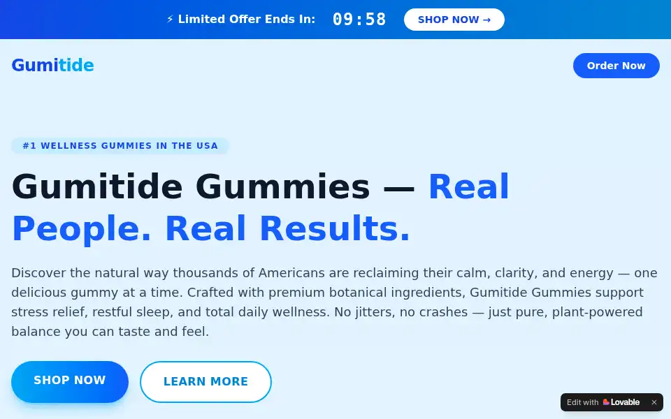 Screenshot of gumitidegummiesus.lovable.app