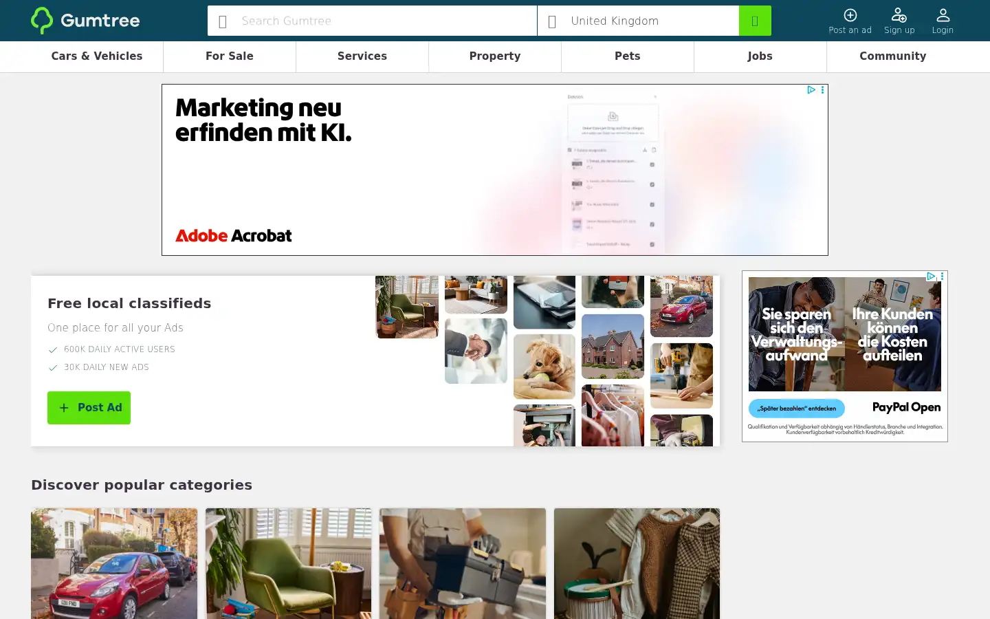 Screenshot of gumtree.com