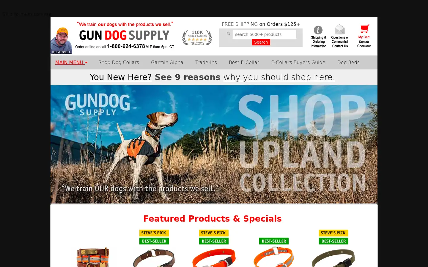 Screenshot of gundogsupply.com