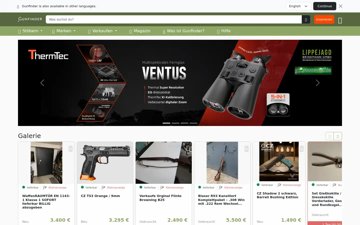 Screenshot of gunfinder.de