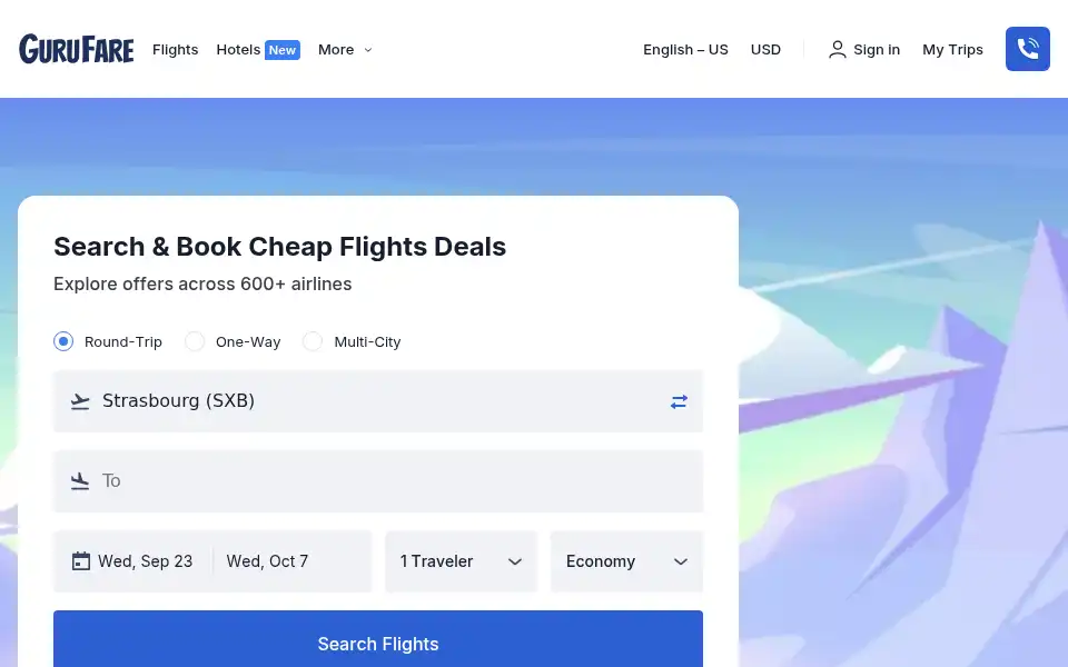 Screenshot of gurufare.com