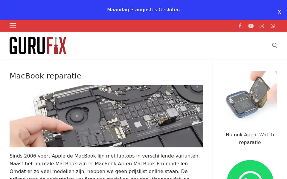 Screenshot of gurufix.nl