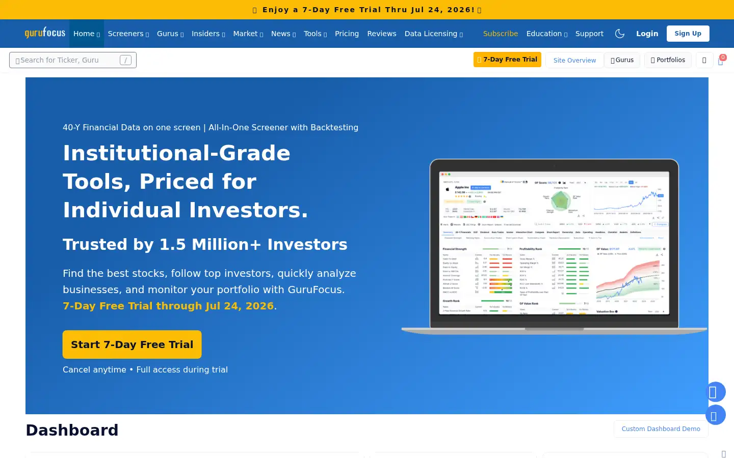 Screenshot of gurufocus.com