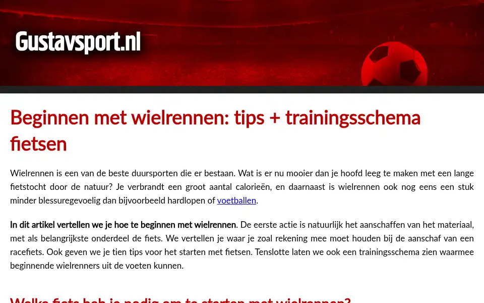 Screenshot of gustavsport.nl
