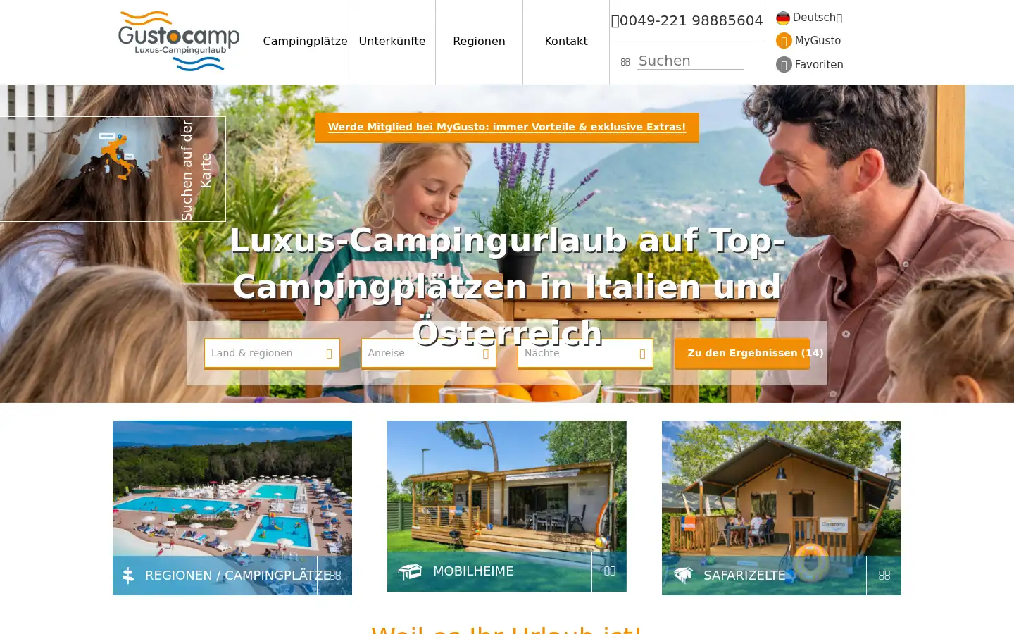 Screenshot of gustocamp.de