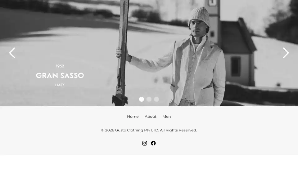 Screenshot of gustoclothing.com