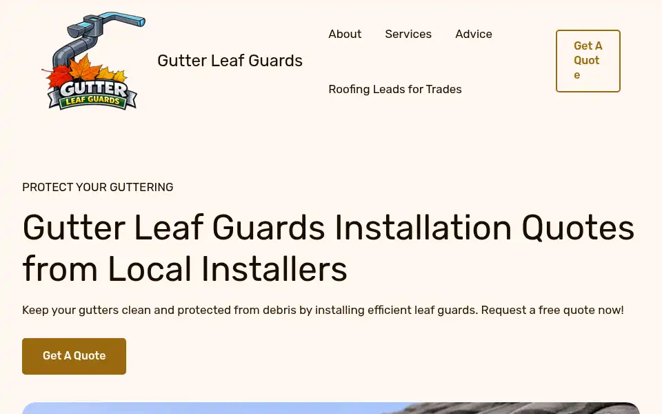 Screenshot of gutterleafguards.co.uk