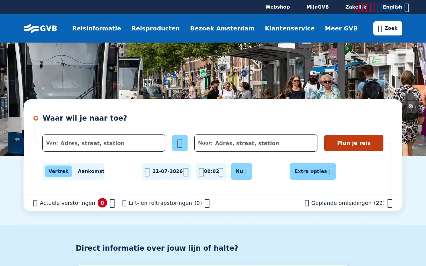 Screenshot of gvb.nl