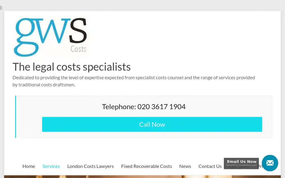 Screenshot of gws-costs.co.uk