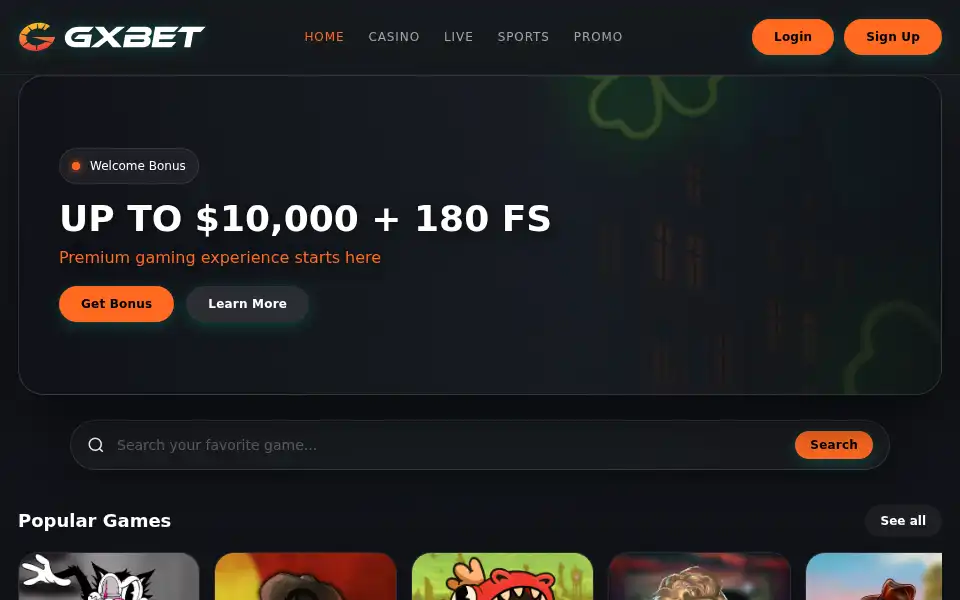 Screenshot of gxbet.life