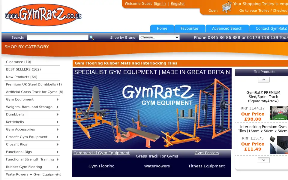 Screenshot of gymratz.co.uk