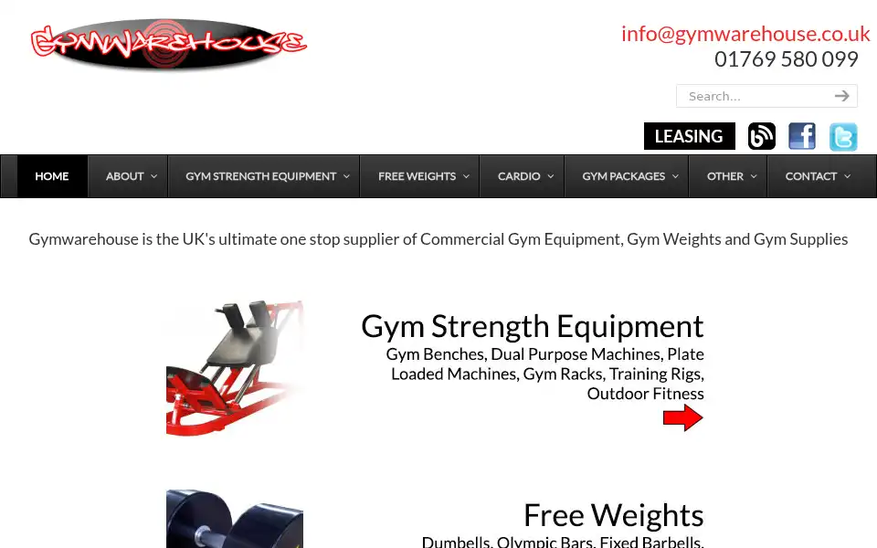 Screenshot of gymwarehouse.co.uk